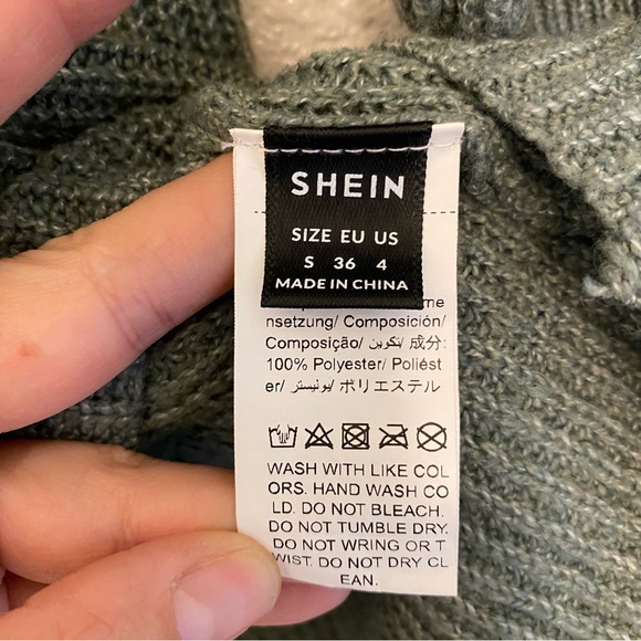 Crew neck green cozy sweater dress waffle knit modest women’s size small - Picture 5 of 8